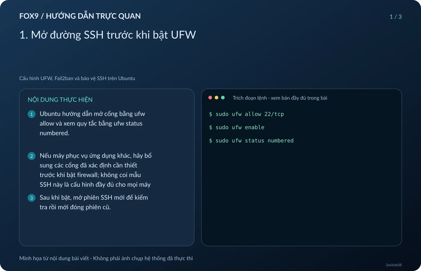 Minh họa 1. Mở đường SSH trước khi bật UFW