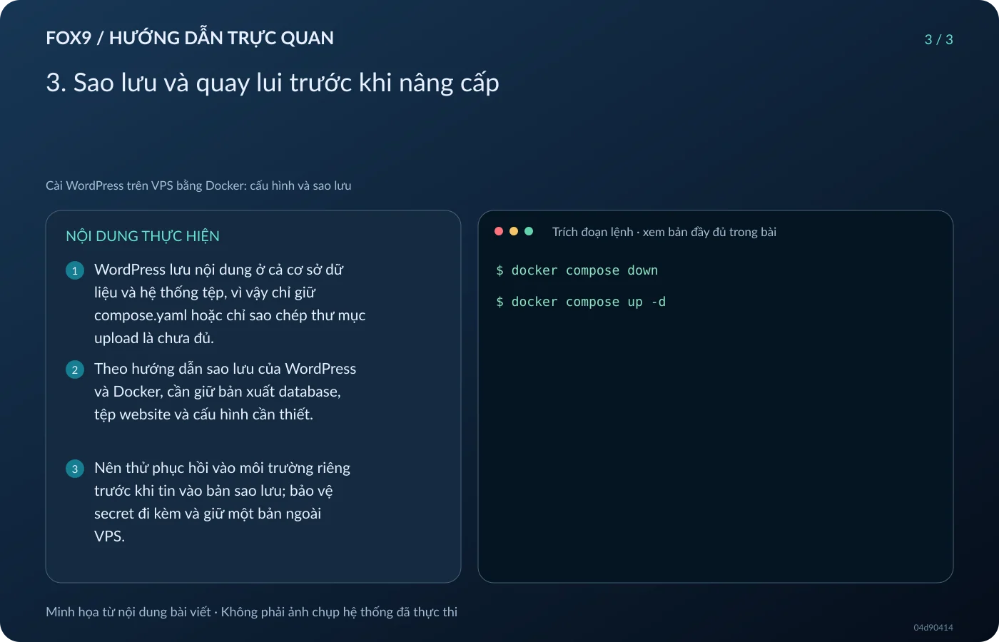 Minh họa 3. Sao lưu và quay lui trước khi nâng cấp