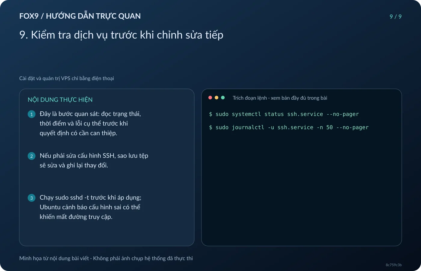 Minh họa 9. Kiểm tra dịch vụ trước khi chỉnh sửa tiếp