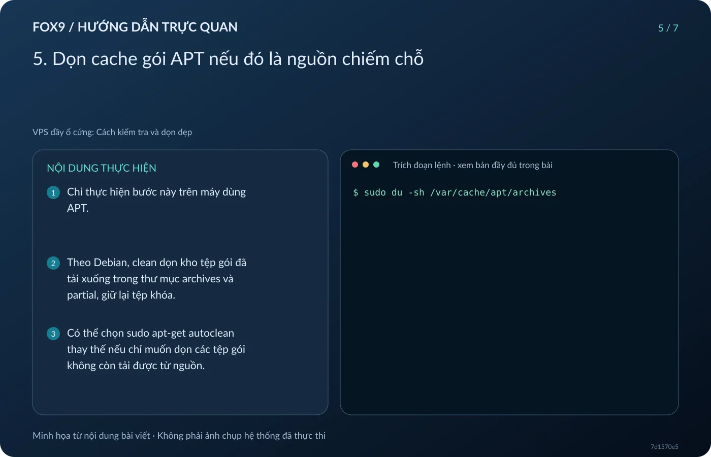 Minh họa 5. Dọn cache gói APT nếu đó là nguồn chiếm chỗ
