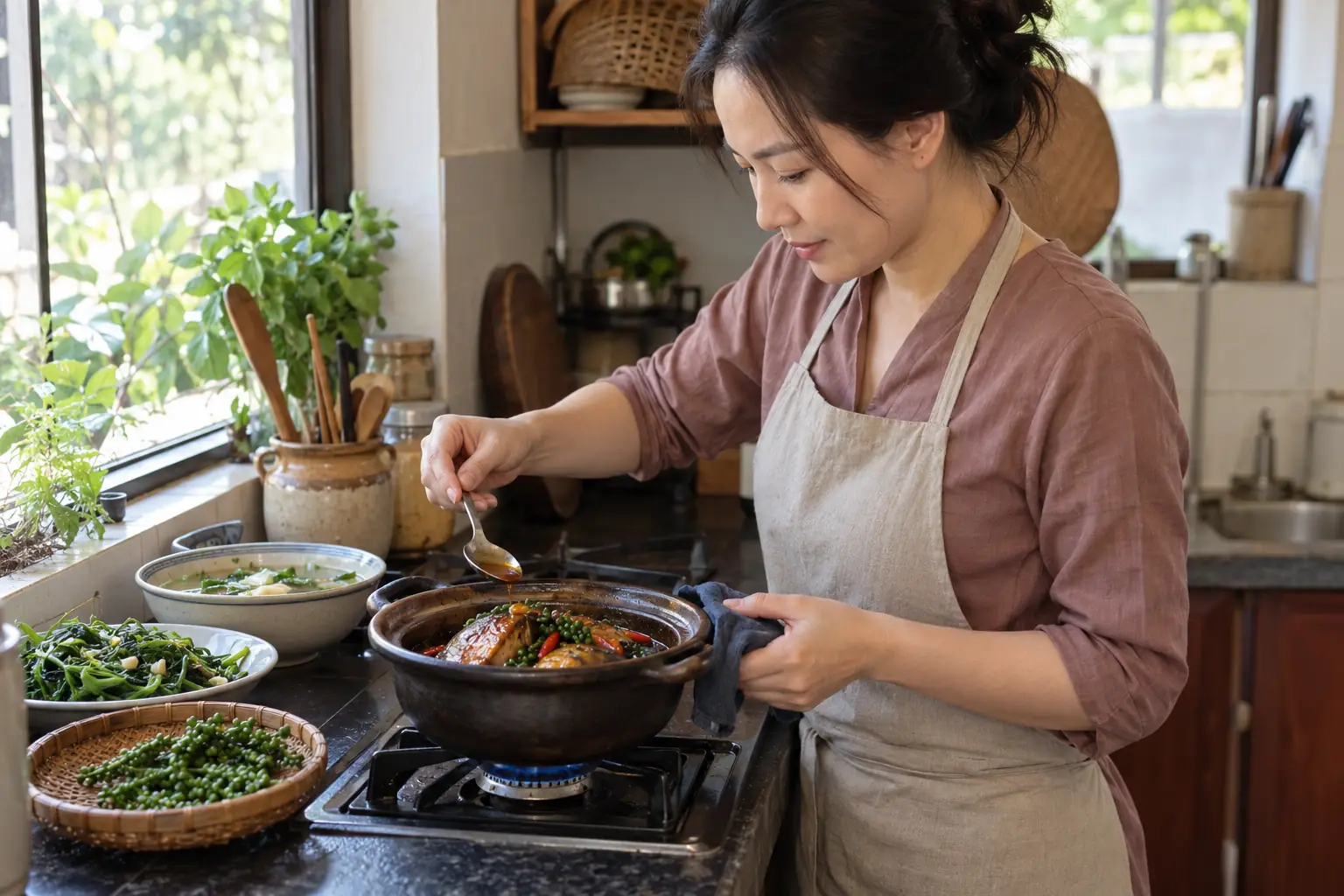 Phương Oanh chia sẻ chuyện vào bếp, chăm sóc hai con